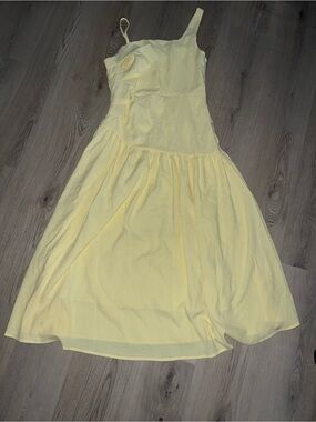 SHEIN Yellow Midi Dress – Women’s Size Large (8–10) | Sleeveless, Spring/Summer